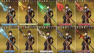 Zhongli Weapons Comparison  Genshin Impact [upl. by Arekat314]