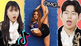 Korean Cheerleaders React To Gymnastics And Cheerleading TikTok [upl. by Musihc]