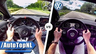 2018 VW Golf R vs 2018 Mercedes A45 AMG 0250kmh ACCELERATION amp TOP SPEED POV AUTOBAHN by AutoTopNL [upl. by Merow]