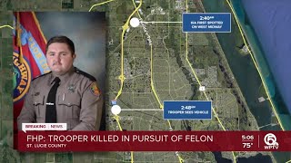 Trooper killed on I95 in St Lucie County pursuing felon FHP says [upl. by Mariande]