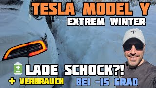 Tesla Model Y SR LADE SCHOCK BEI 15 GRAD Elektro Auto im Winter das ist die RealitätTesla [upl. by Akcinehs]