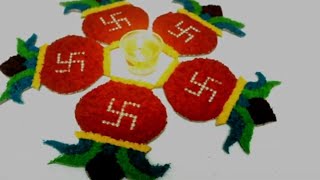 Beautiful FESTIVALS rangoli designs with Wool and Card board  अद्भुत रंगोली  Easy Kalash Rangoli [upl. by Sulrac]