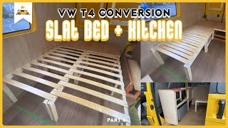 VW T4 CAMPER BUILD  STORAGE KITCHEN amp SLAT BED  EP6 [upl. by Windy]