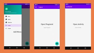 Android Studio Navigation Drawer With Fragment and Activity  Custom Navigation Drawer [upl. by Latty]