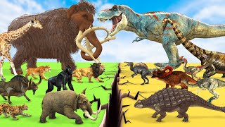 Prehistoric Animals Epic Battle Ice Age Animals Mammoth vs Jurassic World Dinosaur Animal Revolt [upl. by Suirred390]