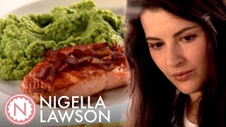 Nigella Lawson’s Easy Salmon and Posh Mushy Peas  Nigella Bites [upl. by Amelina]