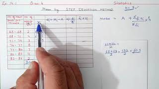 Ex141 Q4 Mean by STEP DEVIATION METHOD  Statistics  Ncert Maths Class 10  Cbse [upl. by Athalla]