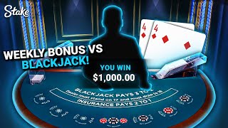 WEEKLY BONUS VS FIRST PERSON BLACKJACK [upl. by Enaz]