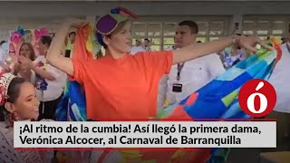 ¡Al ritmo de la cumbia Así llegó la primera dama Verónica Alcocer al Carnaval de Barranquilla [upl. by Florance]