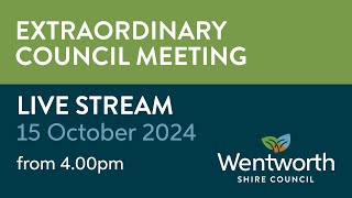 Wentworth Shire Council Extraordinary Meeting 15 October 2024 [upl. by Laband165]