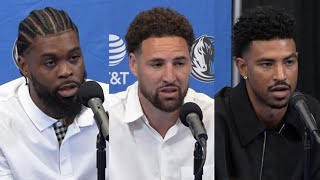 VIDEO Klay Thompson new Mavs explain why theyre excited to play with Luka Doncic Kyrie Irving [upl. by Akcimahs]