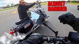 ANGRY HARLEY RIDER TRIES TO RAM BIKER  Unbelievable Motorcycle Moments Ep 539 [upl. by Nyledaj]