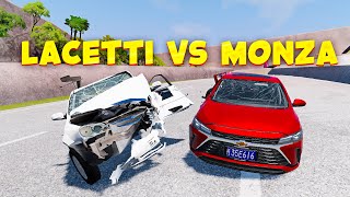 QAYSI MASHINA CHIDAMLIROQ LACETTI VS MONZA CRASH TEST  BeamNGdrive [upl. by Kaile746]