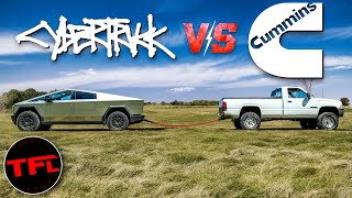 Tesla Cybertruck vs Classic Ram Cummins Tug of War [upl. by Nelhsa]