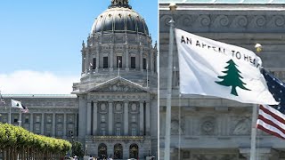 San Francisco takes down controversial Appeal to Heaven flag from in front of city hall [upl. by Nohsar]