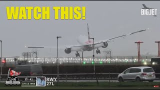 American 777 insane landing at London Heathrow [upl. by Ayres]