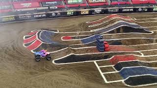 Sparkle smash stunt MonsterJam monsterjam worldfinals monstertrucks [upl. by Akcinat210]