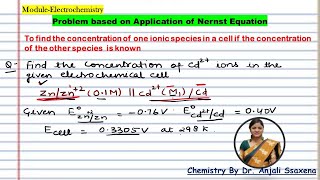 Nernst Equation Application  Electrochemistry Numerical Nernst Equation Numerical [upl. by Azaria]