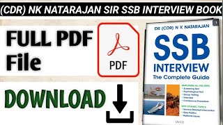 CDR NK Natarajan Sir SSB INTERVIEW BOOK Full Pdf Download free  Mohit Success Academy [upl. by Griffith]