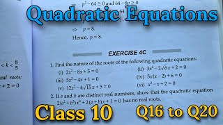 Ex 4C Q16 to Q20 Class 10 Quadratic Equations  RS Aggarwal  Chapter 4 CBSE  Rajmith study [upl. by Alyak346]