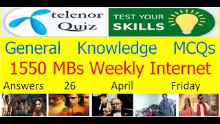 26 April 2024 Telenor Questions and Answers  My Telenor Questions Today  General Knowledge MCQs [upl. by Llerruj]