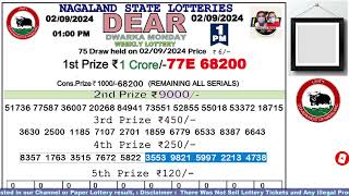 Lottery Sambad Live Dear Nagaland State Lottery Live draw result 020924Lottery live sambad [upl. by Nwahsan424]