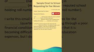 Sample Email to School Requesting for Fee Waiver  Fee Waiver Request Email to School [upl. by Oaoj831]