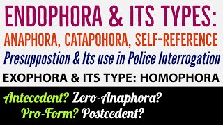 Pragmatics  Endophora amp Exophora Types  Anaphora  Cataphora  Presupposition amp Interrogation Use [upl. by Simdars]