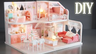 DIY Miniature Dollhouse Kit  Pinellia Time  Pink Apartment  Relaxing Satisfying Video [upl. by Notsniw952]