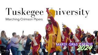 The Tuskegee University Marching Crimson Pipers Mardi Gras Parade 2024 [upl. by Deane]