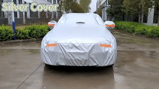 Silver car covers are used to protect your car from wind rain and water [upl. by Alene]