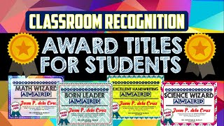 Award Names for Students Certificate  Award Titles [upl. by Yendor73]