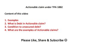 What is Actionable Claims  Actionable Claims in transfer of Property Act  Section 3 TPA [upl. by Aihsele]