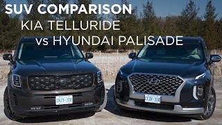 Kia Telluride vs Hyundai Palisade  SUV Comparison  Drivingca [upl. by Einafpets]