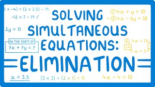 GCSE Maths  How to Solve Simultaneous Equations  Using the Elimination Technique [upl. by Enerol]