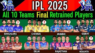 IPL 2025  All Team Retained Players List  CSK KKR RCB MI GT SRH LSG PBKS DC RR IPL 2024 [upl. by Rodablas]