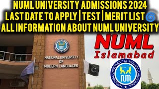 NUML university Islamabad admissions open 2024last date of registeration2024test schedule all info [upl. by Margaret]