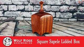 Woodturning A Square Sapele Lidded Box [upl. by Inaliak]