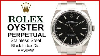 ▶ Rolex Oyster Perpetual Black Dial Stainless Steel Oyster 39mm 114300  REVIEW [upl. by Margret]