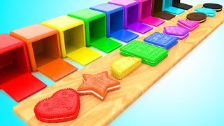 Shapes amp Colors for Children with Color Cream Biscuits Shapes 3D Kids Baby Learning Educational [upl. by Ahsyat]