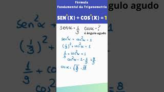 Fórmula Fundamental da Trigonometria  Calcular o Cosseno shorts matemática cosseno [upl. by Ahsiened]