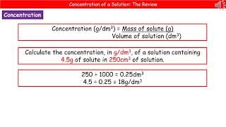 OCR Gateway A C514  Concentration of Solution Review [upl. by Alleram]