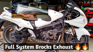 Hayabusa single Side Exhaust 🔥  Brocks full system exhaust sound [upl. by Schnell]