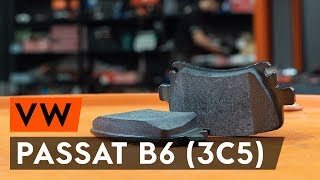 How to change rear brake pads on VW PASSAT B6 3C5 TUTORIAL AUTODOC [upl. by Lyrahs878]