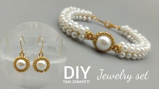 İnci Zarafeti Küpe amp Bileklik yapımı Pearl jewelry making Bracelet amp Earrings handmade jewelry [upl. by Sybille]