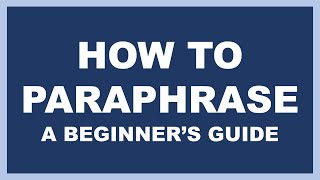 Paraphrasing A Beginners Guide [upl. by Morse691]