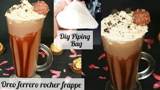 Oreo Chocolate Frappe Recipe Starbucks Style Oreo Frappuccino Cold Coffee Recipe  DIY piping bag [upl. by Noe783]