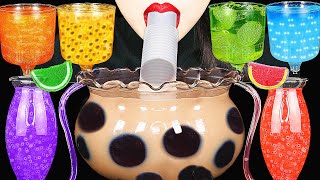 ASMR RAINBOW DRINKS GIANT BOBA BUBBLE TEA CANDY VAMPIRE FROG EGGS TEA 신기한 물 먹방 DRINKING SOUNDS [upl. by Draw]