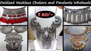 Oxidised Necklace Chokers and Pendants Wholesale  Beauty Jewllers new oxidised collection [upl. by Furlong]