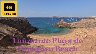 Playa de Papagayo Beach near Playa Blanca in Lanzarote Canary Islands Spain 4K Walking  Snorkling [upl. by Euf]